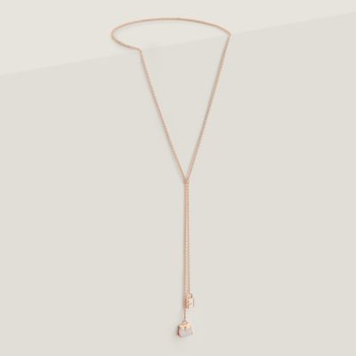Amulettes Constance long necklace - Rose gold | Hermès USA
